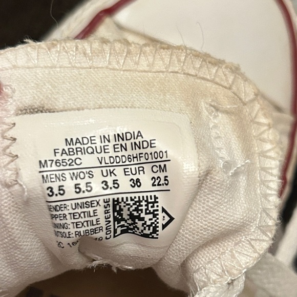 Converse Cream Low-Top Sneakers with white laces, women’s size 5.5 - Picture 2 of 8